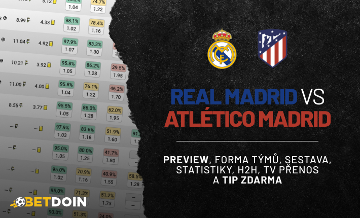Real Madrid vs Atletiko Madrid: Preview, tip zdarma a statistiky